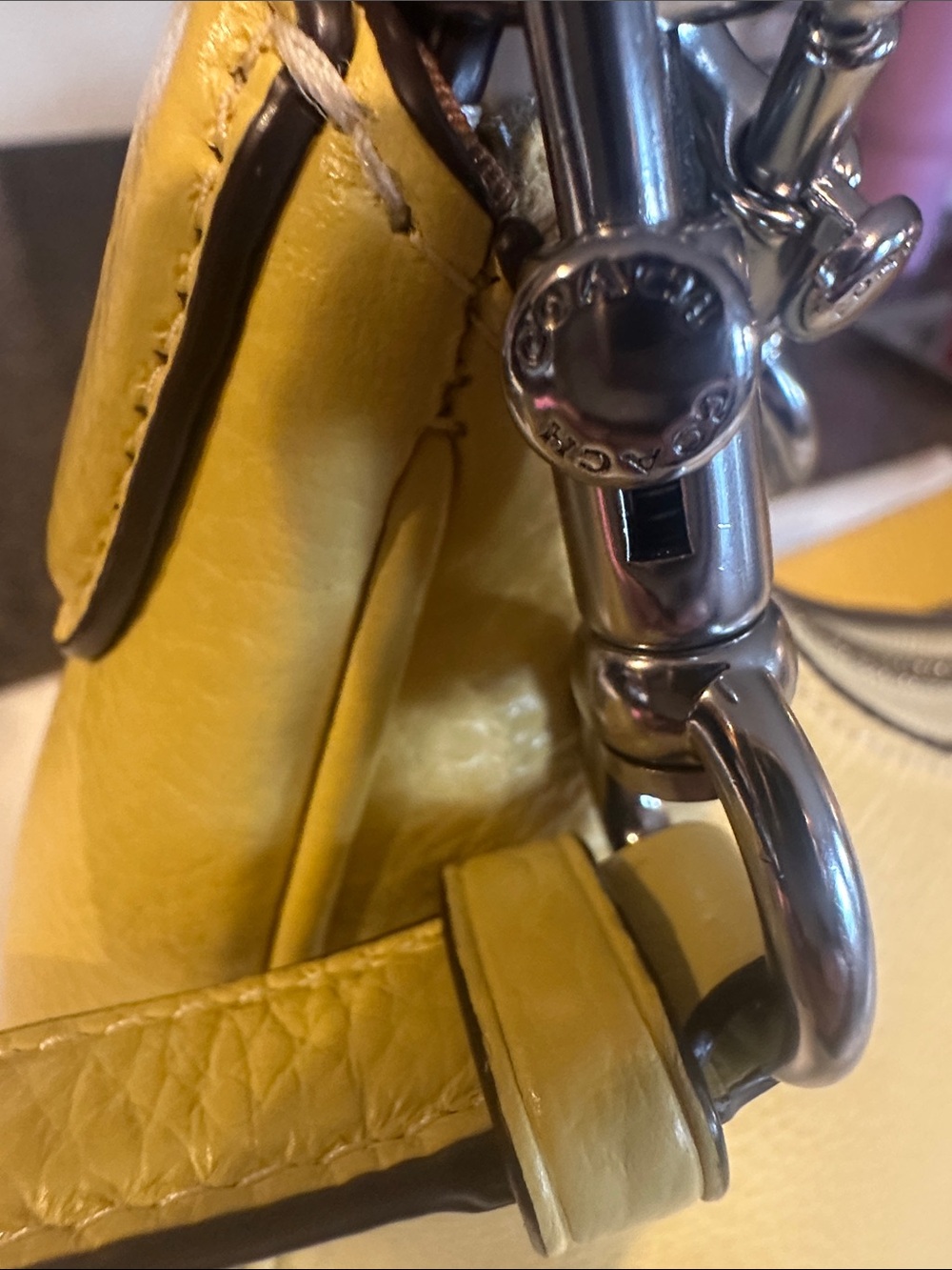 COACH Teri Hobo Pebble Leather Shoulder/Crossbody Bag in Yellow CJ517 - Picture 3 of 13